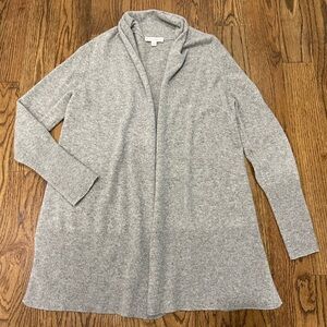 White + Warren Light Gray Cashmere Cardigan